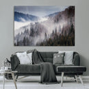 Beautiful Rising Fog in Winter Mountain Landscape- Framed