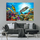 Aquatic Life Sea Turtles Fish Wall Art Canvas Print