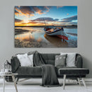 Small Boat At The Beach Sunset Wall Art, Boat Sunset Wall by MyGreatCanvas | Canvas Wall Art Prints | Photo Prints & Wall Decor