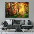 Sunlight Through Trees Wall Art Canvas Print - Autumn Forest