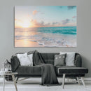 Tranquil Ocean Beach Sunset Canvas Wall Art | 3-Panel