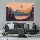Modern Boho Sunset Canvas Print, Mountain Landscape Triptych