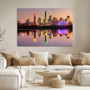 Colorful Dallas City Lights Night Skyline Wall Art Print