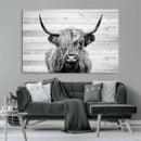 Scottish Highland Cow Cattle Art Print on Wood Background by MyGreatCanvas | Canvas Wall Art Prints | Photo Prints & Wall Decor