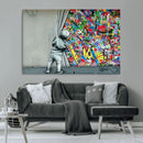 Banksy Colorful Street Graffiti Canvas Wall Art Print, by MyGreatCanvas | Canvas Wall Art Prints | Photo Prints & Wall Decor