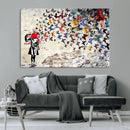 Banksy Art Butterfly Girl Explosion Canvas Art – Vibrant
