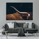 Texas Longhorn Bull Wall Art Canvas Print - Large Framed