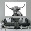 Grayscale Scottish Highland Cow Cattle Art Print Farmhouse by MyGreatCanvas | Canvas Wall Art Prints | Photo Prints & Wall Decor
