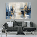 Modern Abstract Canvas Wall Art in Blue and Gold Tones |