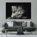 Lion Couple Wall Art Canvas Print – Elegant Black and White