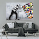 Banksy Art Behind the Curtain Street Wall Art Canvas Print |