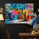 Fitness Gym Barbell Graffiti Wall Art Canvas Print