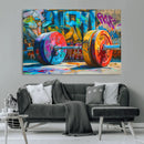 Fitness Gym Barbell Graffiti Wall Art Canvas Print by MyGreatCanvas | Canvas Wall Art Prints | Photo Prints & Wall Decor