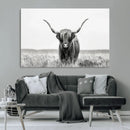 Highland Cow Canvas Wall Art – Majestic Beauty in Black and