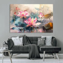 Lotus Flower Wall Art | 3-Panel Giclee Canvas Print of Pink