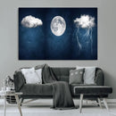 Dark Blue Cloud Art, 3 Piece Indigo Blue Wall Art, Aesthetic