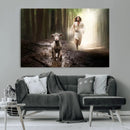 Jesus Canvas Wall Art - Jesus Running After Lost Lamb,