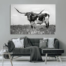 Texas Black White Highland Longhorn Cow Wall Art Canvas by MyGreatCanvas | Canvas Wall Art Prints | Photo Prints & Wall Decor