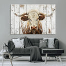 Rustic Longhorn Bull Wall Art Canvas Set – Western-Inspired