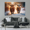 Scottish Highland Cow Horn Farm Wall Art Canvas Print