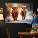 Scottish Highland Cow Horn Farm Wall Art Canvas Print