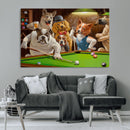 Dogs Playing Pool Canvas Wall Art Funny Gifts Dog Print