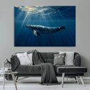 Whale under Ocean Wall Art Canvas Print