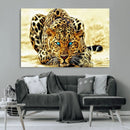 Blue-Eyed Leopard Canvas Wall Art - Framed Animal Print