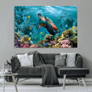 Sea Turtle and Coral Reef Triptych Wall Art – Vibrant