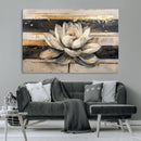 Abstract Lotus Flower Wall Art Canvas Print, Meditation Yoga