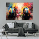 Weightlifting Barbell Art Triptych, Bold Abstract Fitness