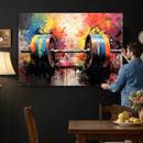 Weightlifting Barbell Art Triptych, Bold Abstract Fitness