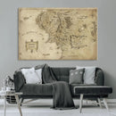 Vintage Middle Earth Map Wall Art Canvas – Lord of the Rings
