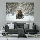 Grizzly Bear Wall Art – Framed Snowy Forest Canvas Artwork, by MyGreatCanvas | Canvas Wall Art Prints | Photo Prints & Wall Decor