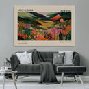 Yayoi Kusama Landscape Canvas Print, Vibrant Floral Mountain