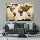 World Map Wall Art – Antique Style Blue and Brown Map Canvas by MyGreatCanvas | Canvas Wall Art Prints | Photo Prints & Wall Decor
