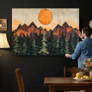 Sunset Mountain Landscape Canvas Wall Art Print - Nature