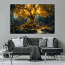 Golden Tree of Life Canvas Wall Art Print - Majestic Glowing