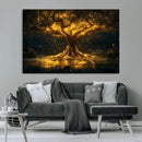 Golden Tree of Life Canvas Wall Art Print - Majestic Glowing