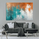 Vintage Abstract Print - Bold Teal and Orange Canvas Wall