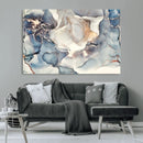 Abstract Blue and Gold Canvas Wall Art - Fluid Modern Ink