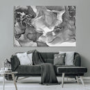 Black White Abstract Canvas Wall Art - Fluid Ink Artwork -