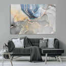 Large Abstract Blue and Gold Canvas Wall Art | Fluid Ink