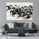 Abstract Horse Wall Art Canvas Print - Dynamic Black Ink