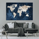 Vintage World Map Canvas Wall Art - Framed Map Print for