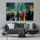 Urban Night Jazz Wall Art Canvas Print – Moody Rain-Soaked