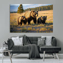 Grizzly Bear Family Wall Art Canvas Print – Majestic