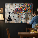 Butterfly Girl Wall Art – Vibrant Street Style Canvas Print,