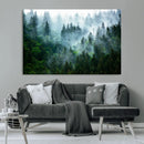 Misty Forest Wall Art Canvas Print – Framed Foggy Mountain