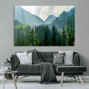 Misty Forest Mountain Wall Art Canvas Print – Framed Serene